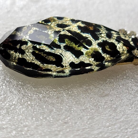 Leopard Pattern Glitter Oval Fish Hook Earrings - Picture 7 of 14